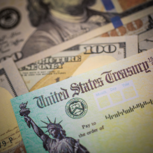 Money and check from United States Treasury