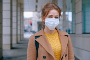 Woman wearing face mask.